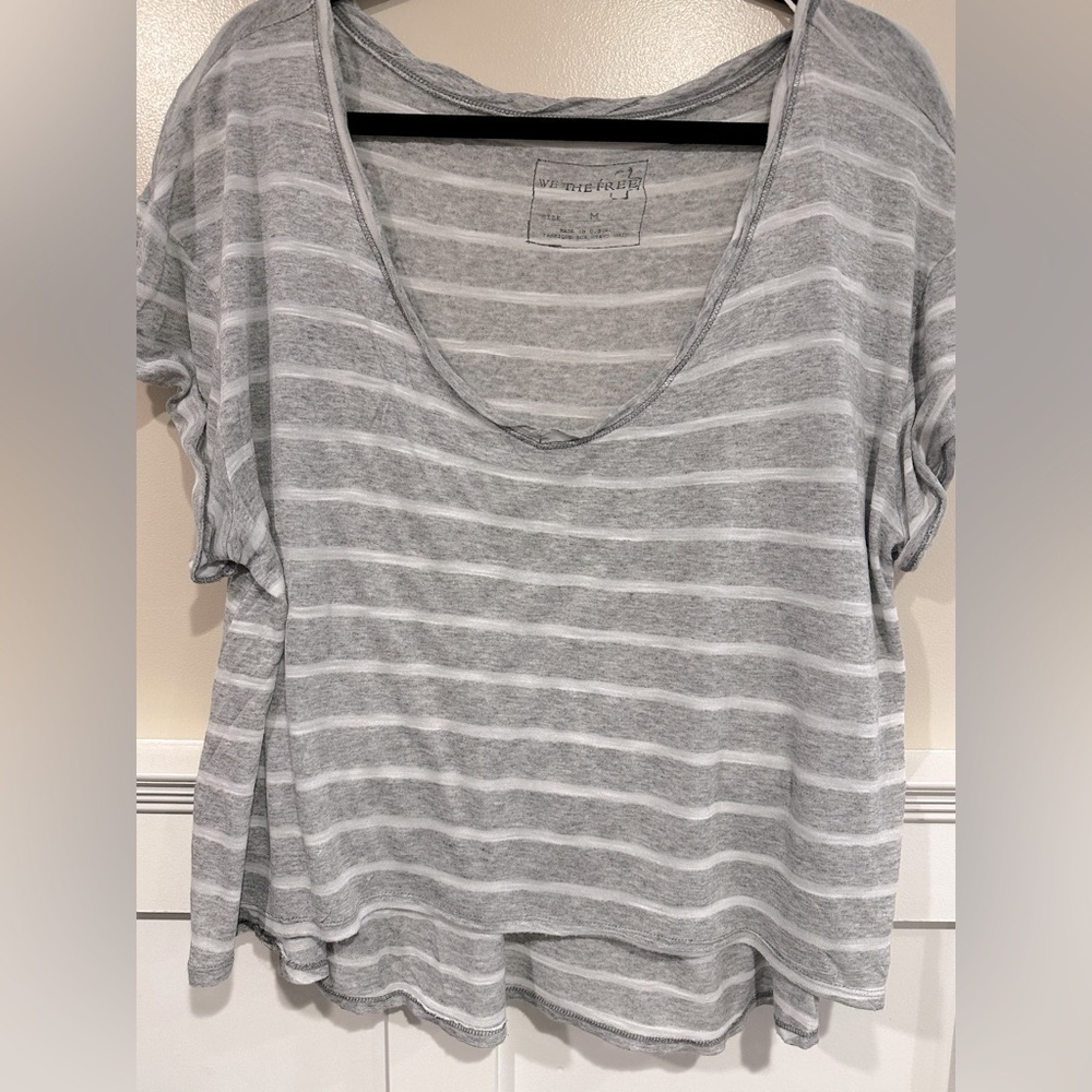 We The Free Gray Striped Sheer